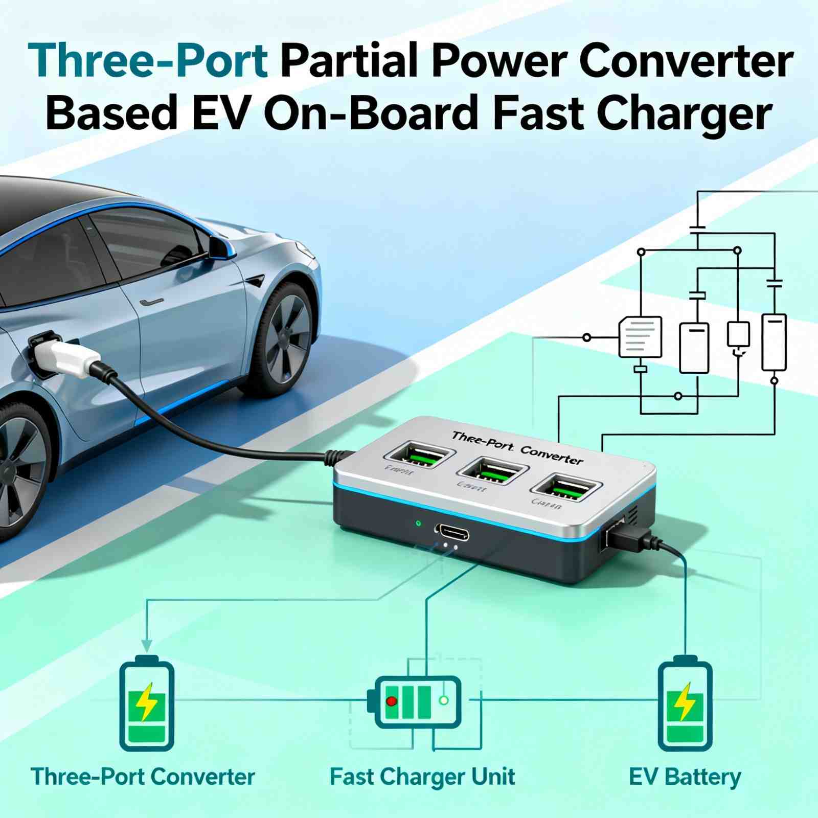 three port partial power converter based ev on board fast charger