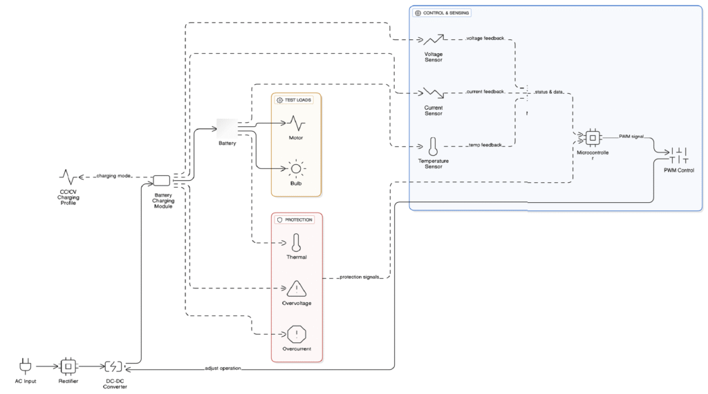Block diagram of intelligent charging system for electric vehicle batteries