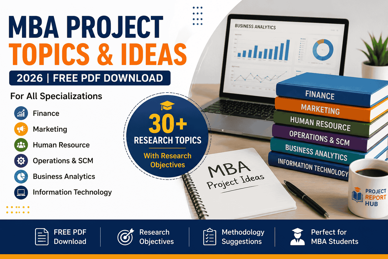 Sample MBA Project Topics with Research Objectives 2026 for Finance, Marketing, HR, Business Analytics, Operations and IT